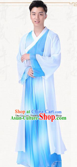 Chinese Traditional Folk Dance Blue Clothing Classical Dance Drum Dance Costumes for Men