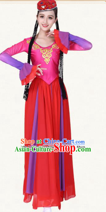 Chinese Traditional Uyghur Nationality Dress Uigurian Ethnic Folk Dance Costumes for Women
