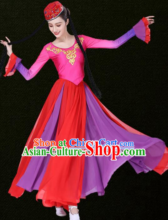 Chinese Traditional Uyghur Nationality Dress Uigurian Ethnic Folk Dance Costumes for Women