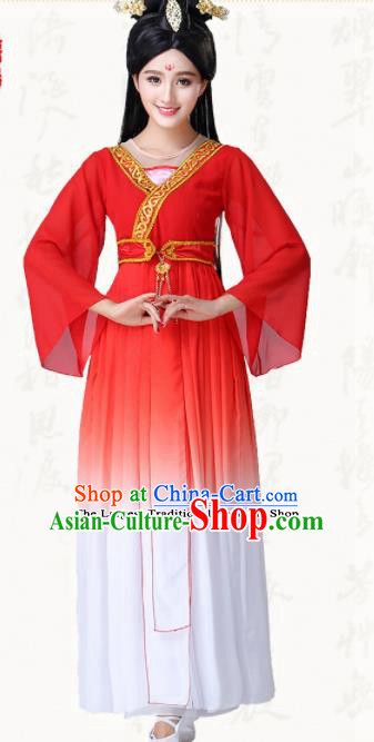 Chinese Traditional Classical Dance Red Dress Group Dance Costumes for Women