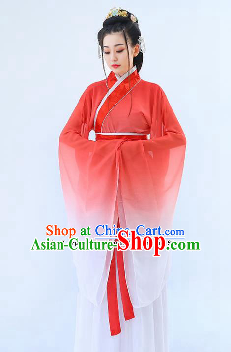Traditional Chinese Han Dynasty Princess Red Hanfu Dress Ancient Drama Peri Costumes for Women