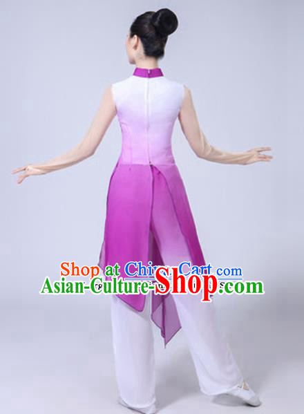 Traditional Chinese Classical Dance Costumes Fan Dance Group Dance Purple Dress for Women