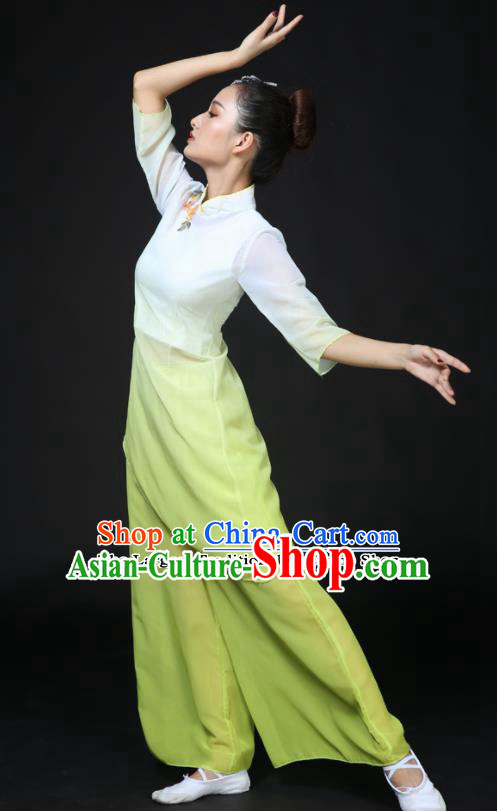 Traditional Chinese Classical Dance Green Costumes Fan Dance Umbrella Dance Clothing for Women