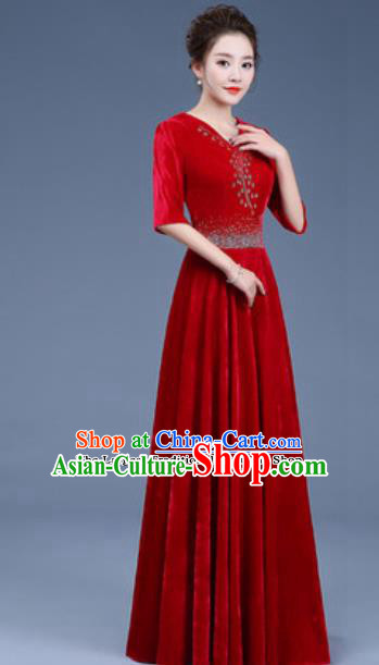 Top Grade Chorus Costume Modern Dance Group Dance Red Dress for Women