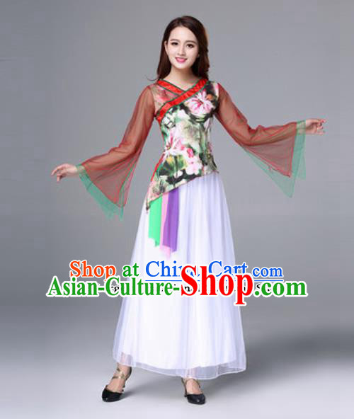 Traditional Chinese Folk Dance Costumes Fan Dance Yanko Dance Clothing for Women