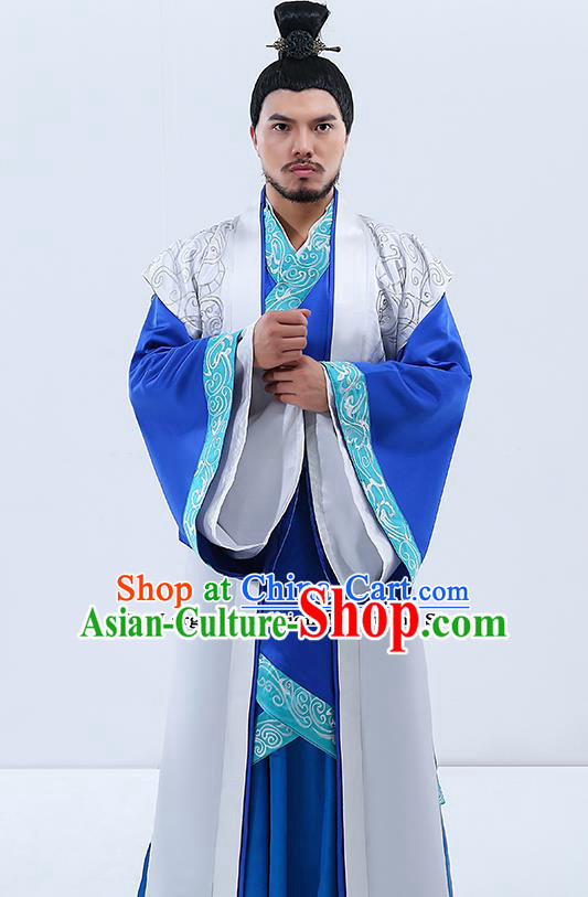 Traditional Chinese Han Dynasty Prime Minister Hanfu Clothing Ancient Drama Embroidered Costumes for Men