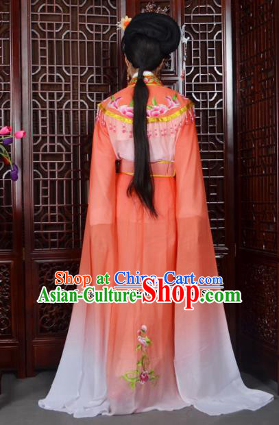 Traditional Chinese Beijing Opera Actress Costumes Ancient Princess Embroidered Orange Dress for Adults