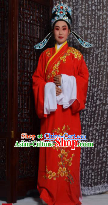 Top Grade Chinese Peking Opera Niche Costumes Embroidered Red Robe for Adults