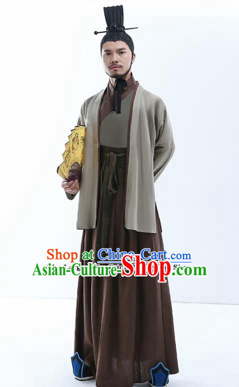 Chinese Traditional Warring States Period Prime Minister Costumes Ancient Drama Swordsman Clothing for Men