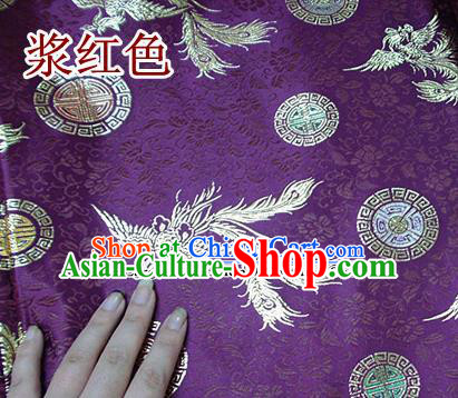 Traditional Chinese Purple Brocade Tang Suit Royal Phoenix Pattern Fabric Silk Fabric Asian Material