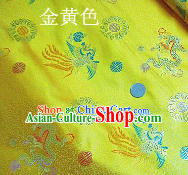 Traditional Chinese Royal Dragon Phoenix Pattern Golden Brocade Tang Suit Fabric Silk Fabric Asian Material