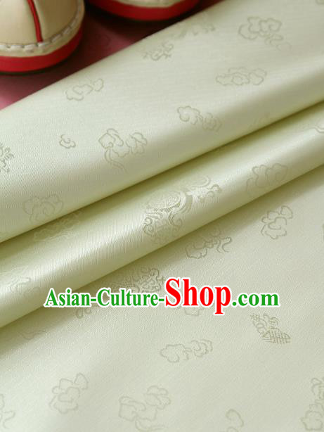 Traditional Asian Classical Pattern Light Golden Brocade Cloth Drapery Korean Hanbok Palace Satin Silk Fabric