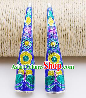 Chinese Traditional Finger Accessories Ancient Palace Lady Blue Fingernail Wrap for Women