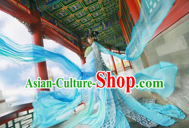 Chinese Traditional Ancient Peri Princess Hanfu Dress Swordswoman Costumes for Women