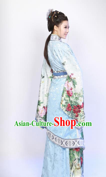 Traditional Chinese Han Dynasty Princess Costume Ancient Hanfu Curving Front Robe for Women