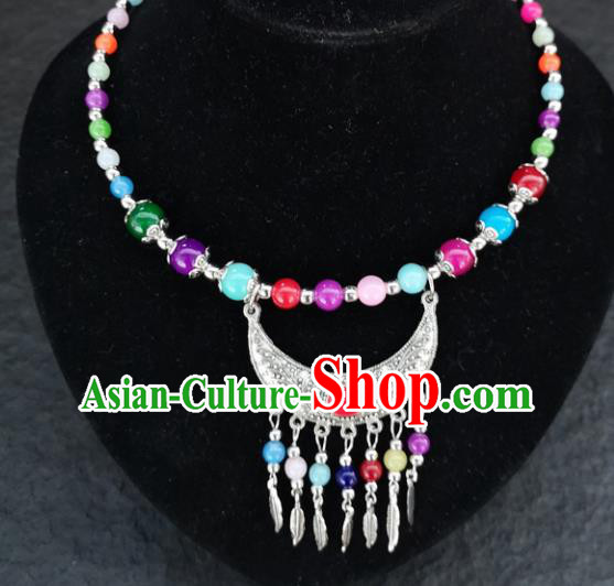 Chinese Traditional Minority Colorful Beads Necklace Ethnic Folk Dance Accessories for Women