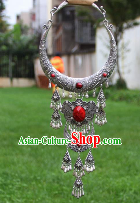 Chinese Traditional National Ethnic Tassel Necklace Red Necklet Jewelry Accessories for Women