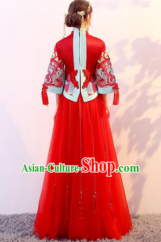 Traditional Chinese Wedding Costumes Traditional Xiuhe Suits Ancient Chinese bridal Full Dress