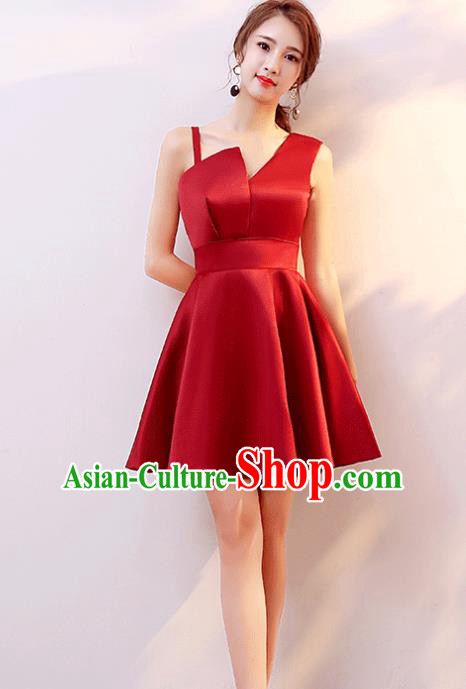 Professional Modern Dance Costume Chorus Group Clothing Bride Toast Wine Red Dress for Women