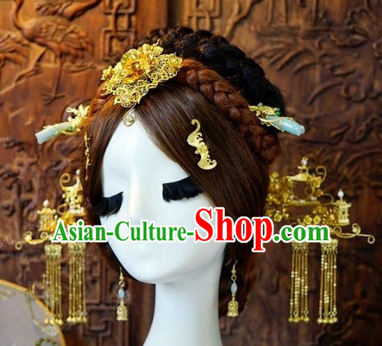Chinese Handmade Classical Hair Accessories Hair Clip Ancient Phoenix Coronet Hairpins Complete Set for Women