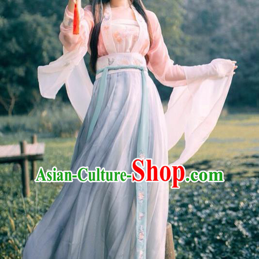 Ancient Chinese Ming Dynasty Young Lady Embroidered Costume, China Ancient Princess Clothing for Women