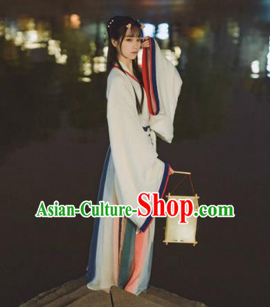 Ancient China Jin Dynasty Palace Lady Embroidered Costume for Women