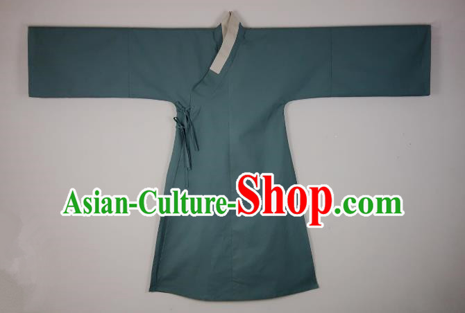 Ancient China Ming Dynasty Swordsman Costumes Blue Priest Frock for Men