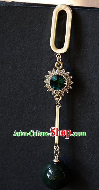 European Western Bride Vintage Jewelry Accessories Green Crystal Eardrop Renaissance Gothic Earrings for Women