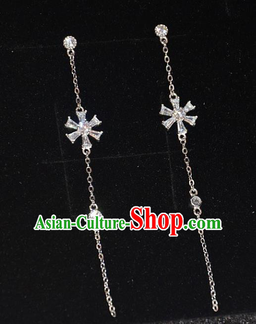 European Western Bride Vintage Accessories Eardrop Renaissance Crystal Snowflake Tassel Earrings for Women