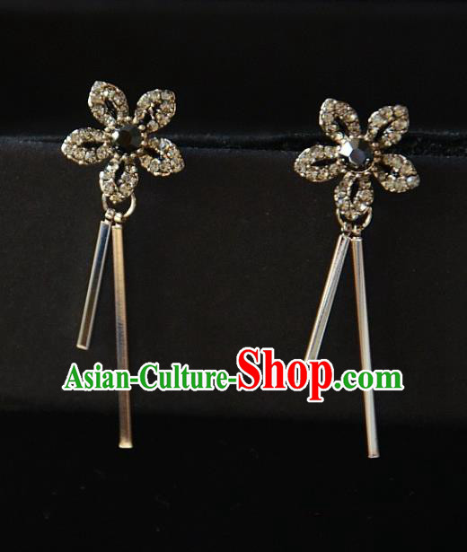 European Western Bride Vintage Crystal Flower Earbob Accessories Renaissance Earrings for Women
