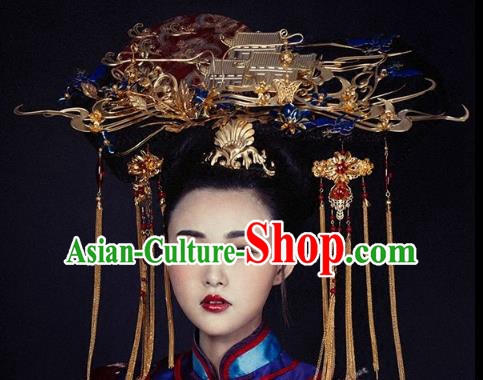 Chinese Handmade Classical Hair Accessories Qing Dynasty Headdress Phoenix Coronet Ancient Hanfu Hairpins for Women