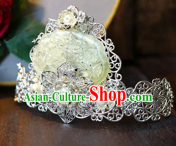 Chinese Handmade Classical Hair Accessories Ancient Prince Hanfu Hairpins Jade Hairdo Crown for Men