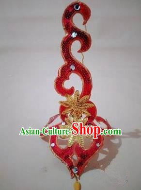 Chinese Classical Dance Yangge Folk Fan Dance Hair Accessories Yangko Red Paillette Headwear for Women