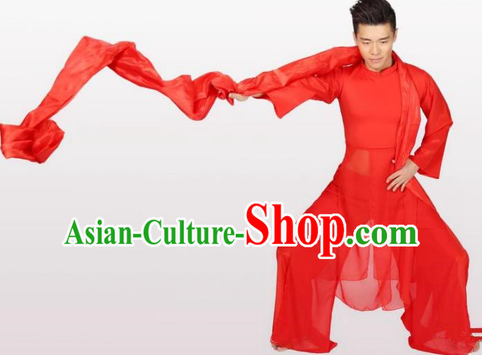 Traditional Chinese Classical Drum Dance Red Costume, China Folk Dance Yangko Clothing for Men