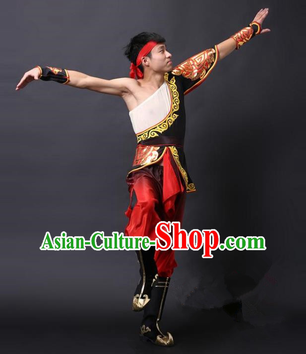 Traditional Chinese Waist Drum Dance Costume, China Folk Dance Yangko Clothing for Men