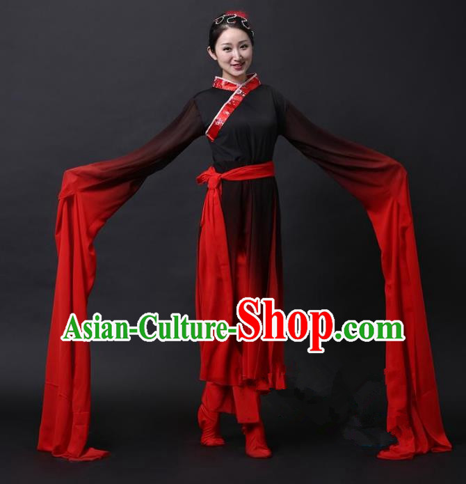 Traditional Chinese Yangge Folk Dance Water Sleeve Costume, China Yanko Classical Dance Clothing for Women