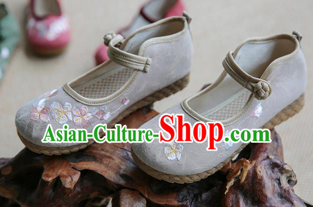 Traditional Chinese Grey Shoes Wushu Shoes Hanfu Shoes Embroidered Shoes