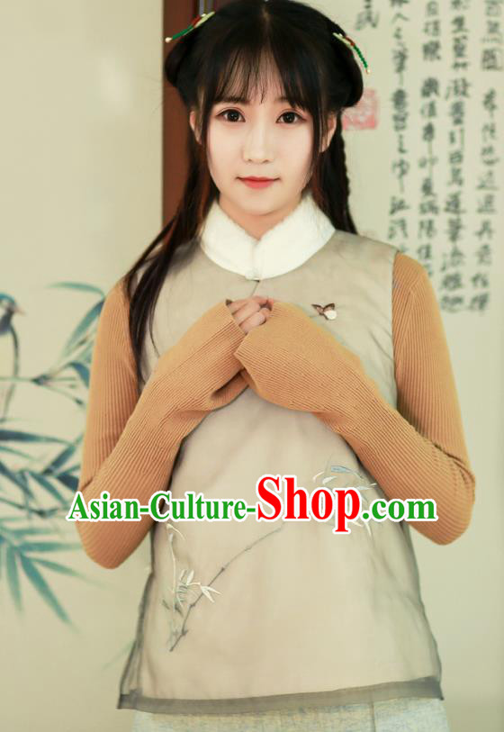 Traditional Ancient Chinese Young Women Cheongsam Dress Tangsuit Stand Collar Blouse Dress Tang Suit Clothing
