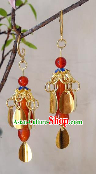 Asian Chinese Traditional Handmade Agate Earrings Jewelry Accessories Eardrop for Women