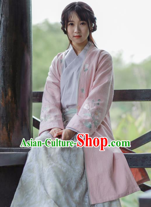 Traditional Chinese National Costume Embroidered Hanfu Dust Coat Blouse Tang Suit Cardigan for Women