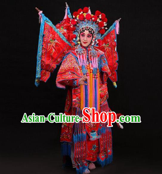 Traditional Chinese Beijing Opera Swordplay Red Costume Peking Opera Blues Embroidered Clothing for Women