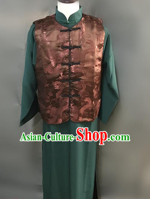 Traditional Chinese Stage Performance Costume Ancient Qing Dynasty Manchu Landlord Clothing for Men