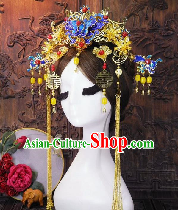 Chinese Handmade Classical Wedding Hair Accessories Ancient Hanfu Hairpins Phoenix Coronet for Women