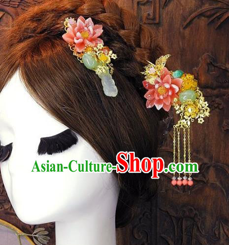 Chinese Handmade Classical Wedding Hair Accessories Ancient Hanfu Tassel Hairpins Hair Comb for Women