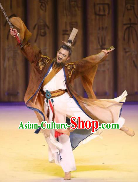 Traditional Chinese Stage Performance Costume Ancient Han Dynasty Chancellor Clothing for Men
