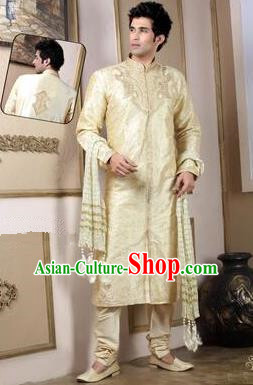 Traditional Asian India Stage Performance Golden Costume Hindustan Indian Prince National Clothing for Men