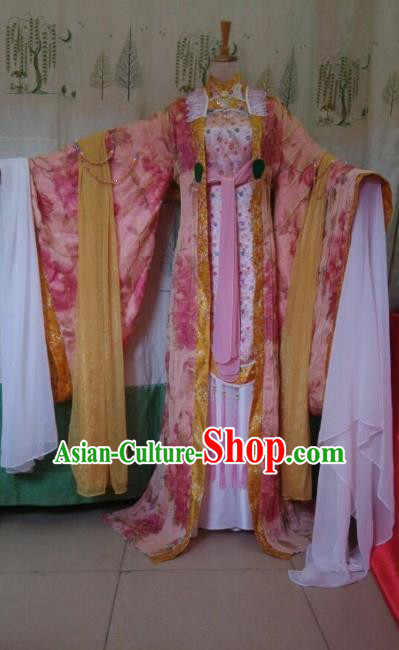 Traditional China Ancient Cosplay Palace Lady Costume Princess Pink Dress Clothing for Women