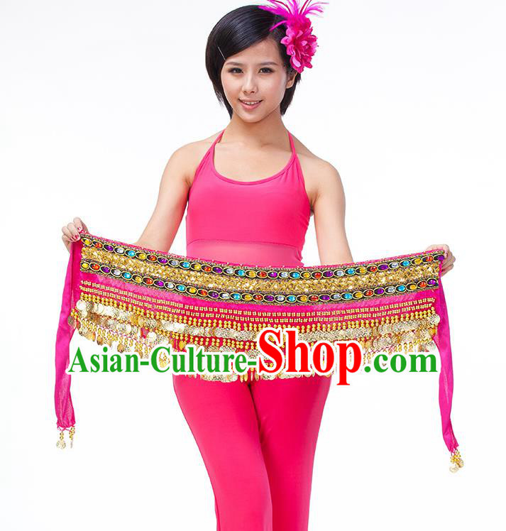 Asian Indian Belly Dance Rosy Waistband Accessories India Raks Sharki Diamante Belts for Women