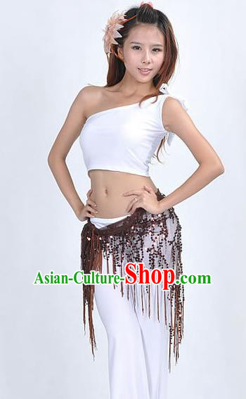 Asian Indian Belly Dance Paillette Brown Buttocks Scarf Waistband India Raks Sharki Belts for Women