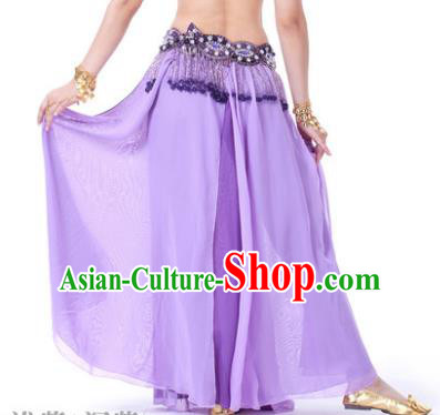 Asian Indian Belly Dance Costume Stage Performance Purple Skirt, India Raks Sharki Slit Dress for Women